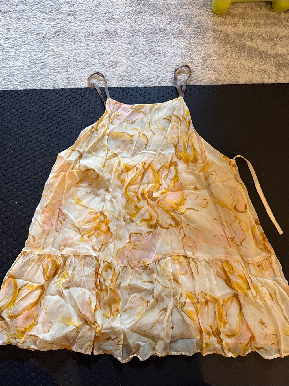 Anthropologie Cream Floral Watercolor Camisole with Yellow Accents